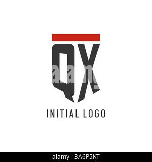 QX initial esport logo with simple shield design style vector graphic Stock Vector