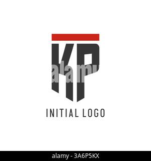 KP initial esport logo with simple shield design style vector graphic Stock Vector