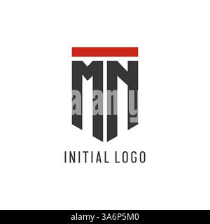 MN initial esport logo with simple shield design style vector graphic Stock Vector