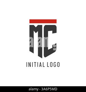 MC initial esport logo with simple shield design style vector graphic Stock Vector