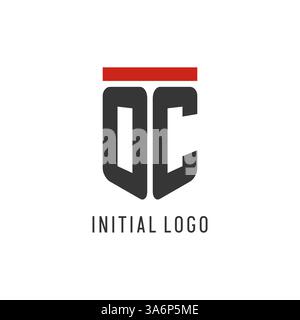 OC initial esport logo with simple shield design style vector graphic Stock Vector