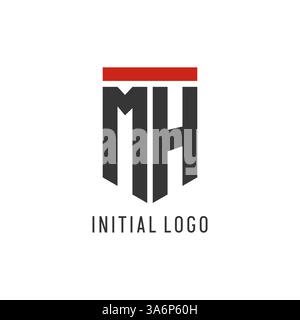 MH initial esport logo with simple shield design style vector graphic Stock Vector