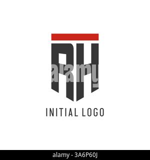 RH initial esport logo with simple shield design style vector graphic Stock Vector