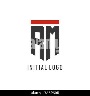 RM initial esport logo with simple shield design style vector graphic Stock Vector
