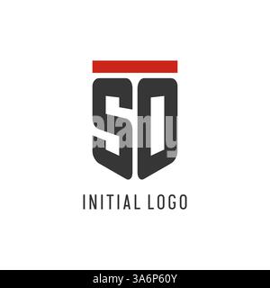 SO initial esport logo with simple shield design style vector graphic Stock Vector