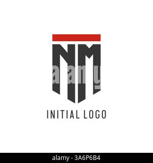 NM initial esport logo with simple shield design style vector graphic Stock Vector
