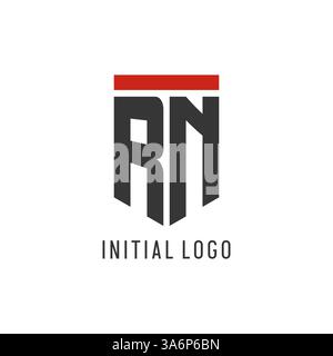RN initial esport logo with simple shield design style vector graphic Stock Vector