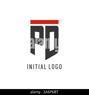 PD initial esport logo with simple shield design style vector graphic Stock Vector