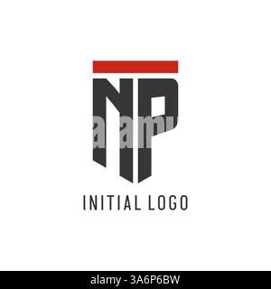 NP initial esport logo with simple shield design style vector graphic Stock Vector