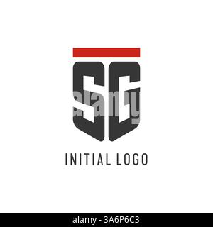 SG initial esport logo with simple shield design style vector graphic Stock Vector