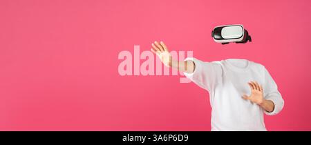 Immersive virtual reality experience with modern headset technology in action Stock Photo