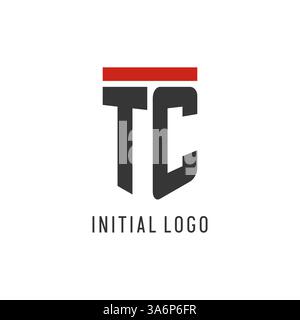 TC initial esport logo with simple shield design style vector graphic Stock Vector