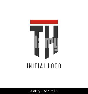 TH initial esport logo with simple shield design style vector graphic Stock Vector