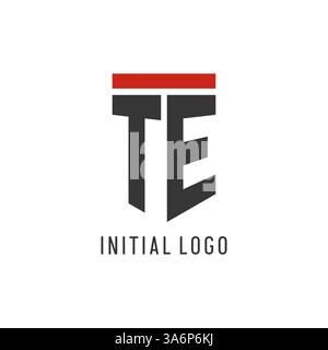 TE initial esport logo with simple shield design style vector graphic Stock Vector