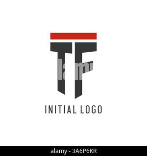 TF initial esport logo with simple shield design style vector graphic Stock Vector