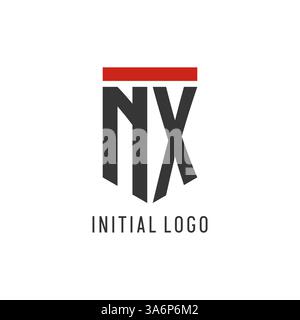 NX initial esport logo with simple shield design style vector graphic Stock Vector