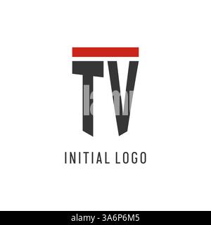 TV initial esport logo with simple shield design style vector graphic Stock Vector