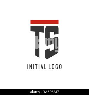 TS initial esport logo with simple shield design style vector graphic Stock Vector