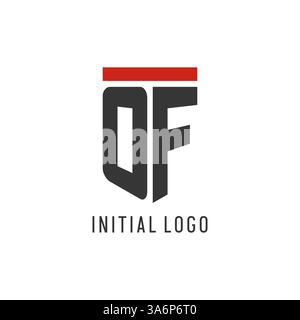 OF initial esport logo with simple shield design style vector graphic Stock Vector