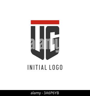 UG initial esport logo with simple shield design style vector graphic Stock Vector