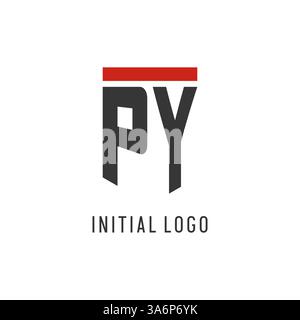 PY initial esport logo with simple shield design style vector graphic Stock Vector