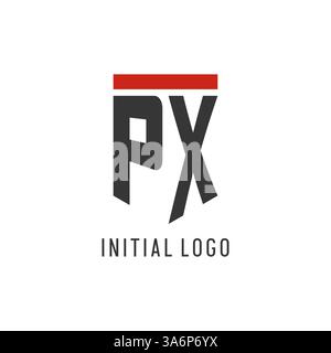 PX initial esport logo with simple shield design style vector graphic Stock Vector