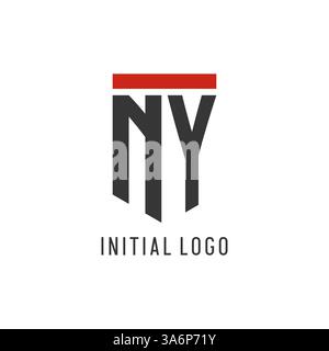 NY initial esport logo with simple shield design style vector graphic Stock Vector