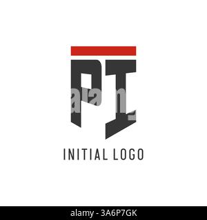 PI initial esport logo with simple shield design style vector graphic Stock Vector