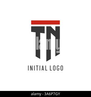TN initial esport logo with simple shield design style vector graphic Stock Vector