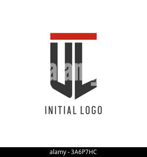 UL initial esport logo with simple shield design style vector graphic Stock Vector