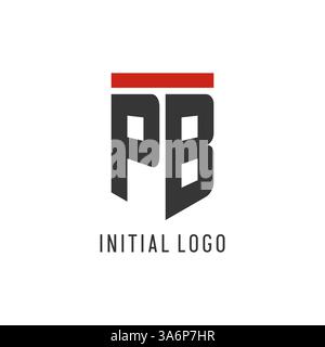 PB initial esport logo with simple shield design style vector graphic Stock Vector
