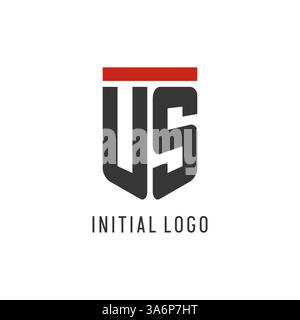 US initial esport logo with simple shield design style vector graphic Stock Vector