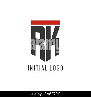 RK initial esport logo with simple shield design style vector graphic Stock Vector