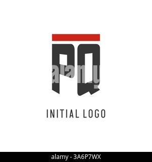 PQ initial esport logo with simple shield design style vector graphic Stock Vector