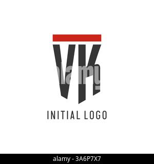 VK initial esport logo with simple shield design style vector graphic Stock Vector