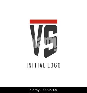 VS initial esport logo with simple shield design style vector graphic Stock Vector