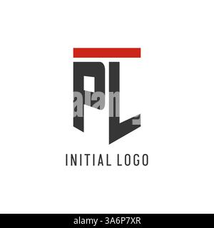 PL initial esport logo with simple shield design style vector graphic Stock Vector