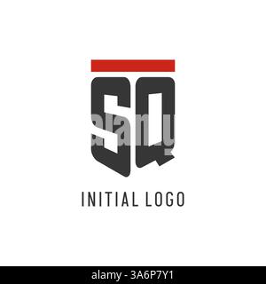 SQ initial esport logo with simple shield design style vector graphic Stock Vector