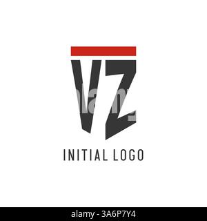 VZ initial esport logo with simple shield design style vector graphic Stock Vector