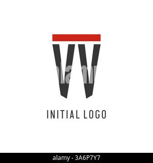 VV initial esport logo with simple shield design style vector graphic Stock Vector