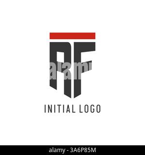 RF initial esport logo with simple shield design style vector graphic Stock Vector