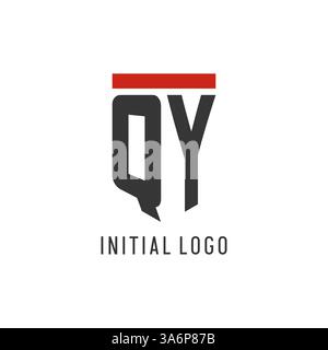 QY initial esport logo with simple shield design style vector graphic Stock Vector