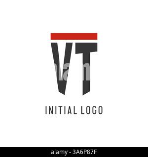 VT initial esport logo with simple shield design style vector graphic Stock Vector