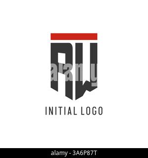 RW initial esport logo with simple shield design style vector graphic Stock Vector