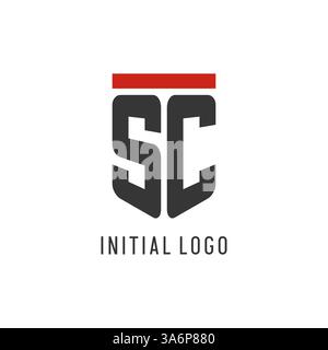 SC initial esport logo with simple shield design style vector graphic Stock Vector