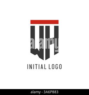 WH initial esport logo with simple shield design style vector graphic Stock Vector