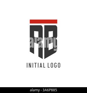 RB initial esport logo with simple shield design style vector graphic Stock Vector