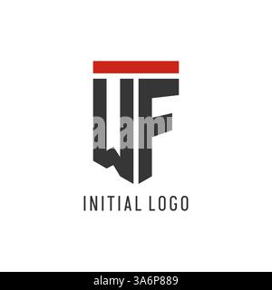 WF initial esport logo with simple shield design style vector graphic Stock Vector