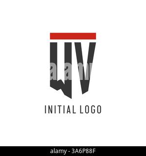 WV initial esport logo with simple shield design style vector graphic Stock Vector