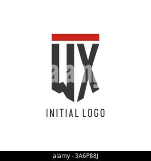 WX initial esport logo with simple shield design style vector graphic Stock Vector